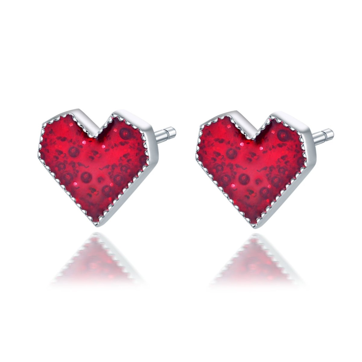 Red Heart Shaped Sterling Silver 925 Jewellery - LOVIISA