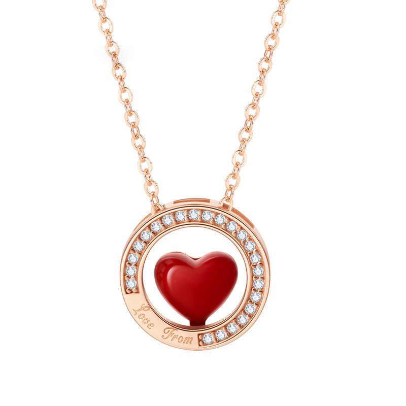 S925 Sterling Silver Necklace Red Heart Pendant Heart- - LOVIISA