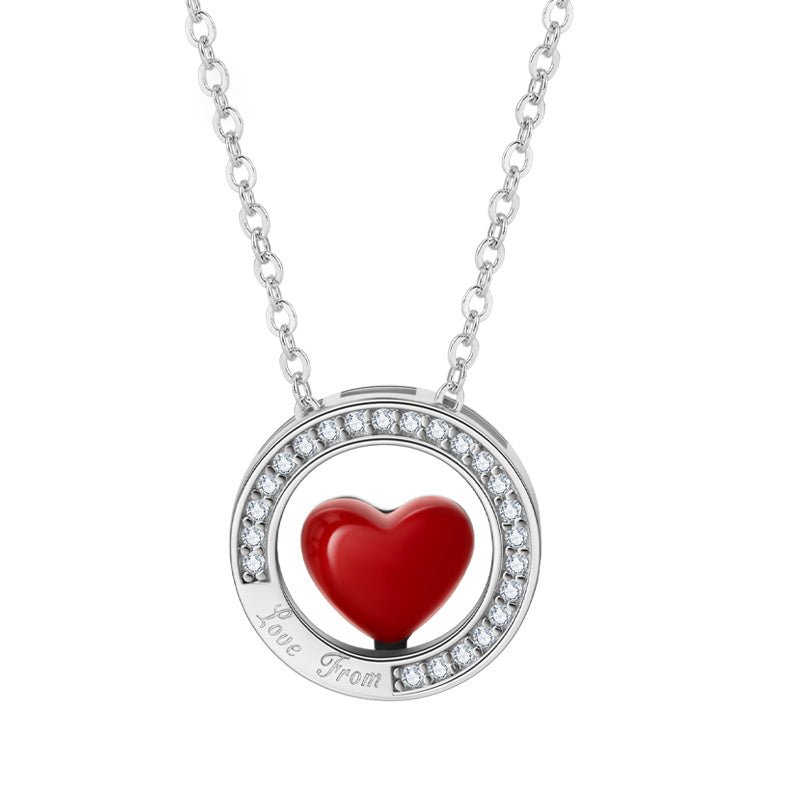 S925 Sterling Silver Necklace Red Heart Pendant Heart- - LOVIISA