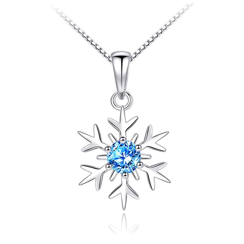 Snowflake Pendant Necklace Sterling Silver 5A Cubic Zirconia Fine Jewelry - LOVIISA