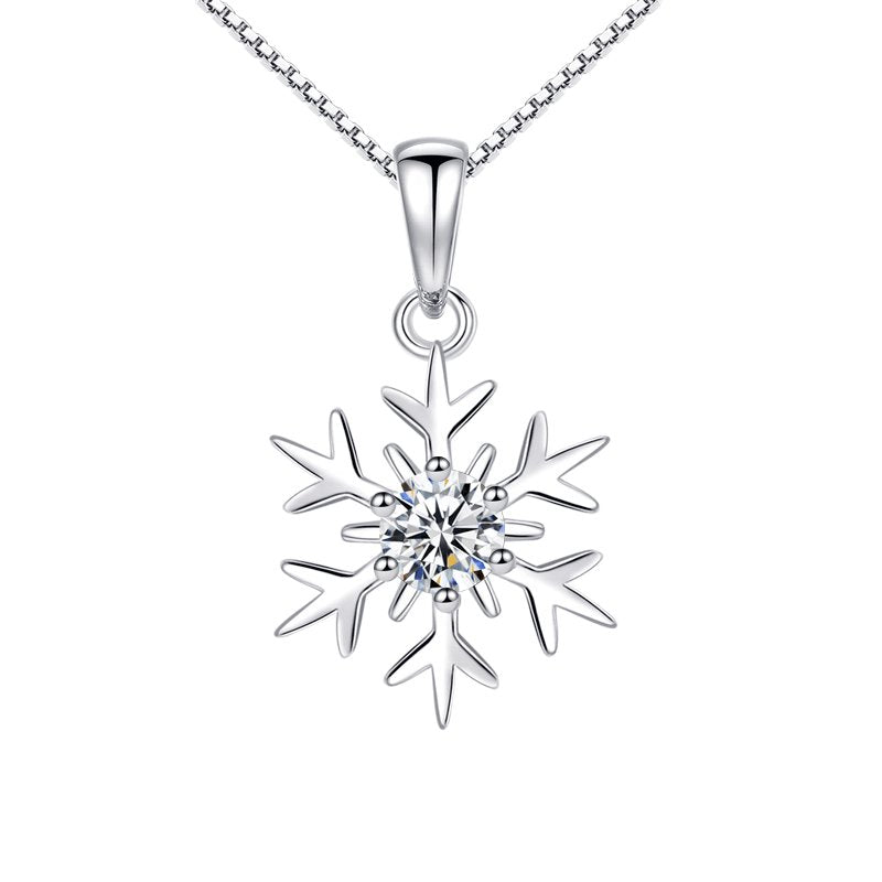 Snowflake Pendant Necklace Sterling Silver 5A Cubic Zirconia Fine Jewelry - LOVIISA