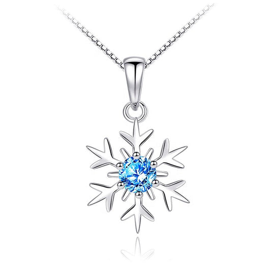 Snowflake Pendant Necklace Sterling Silver 5A Cubic Zirconia Fine Jewelry - LOVIISA