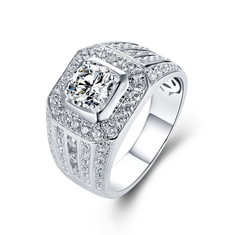 sterling jewelry real silver 925 for men diamond moissanite engagement ring - LOVIISA