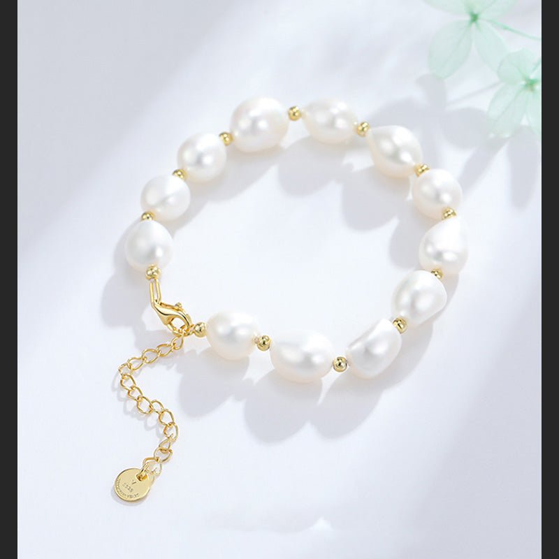 Sterling Silver 925 14k Gold Plated Pearl Beads Bracelets - LOVIISA