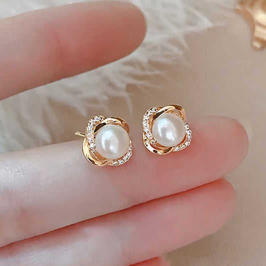 Unique Zircon Pearl Stud Earrings Women 2022 Years The New Tide Fashion Contracted Delicate Earrings - LOVIISA