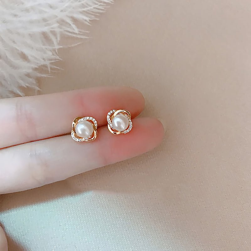 Unique Zircon Pearl Stud Earrings Women 2022 Years The New Tide Fashion Contracted Delicate Earrings - LOVIISA