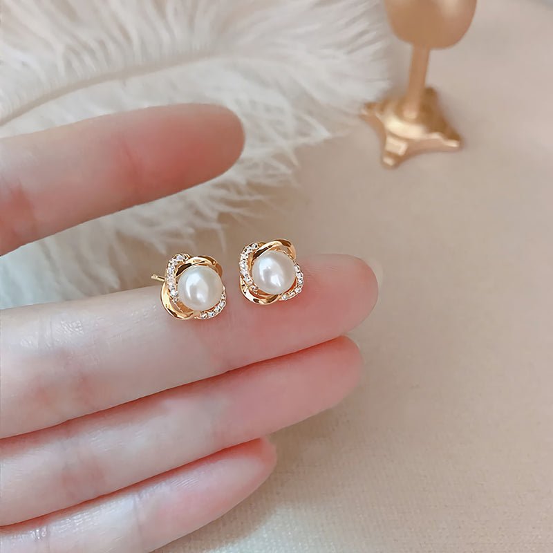 Unique Zircon Pearl Stud Earrings Women 2022 Years The New Tide Fashion Contracted Delicate Earrings - LOVIISA